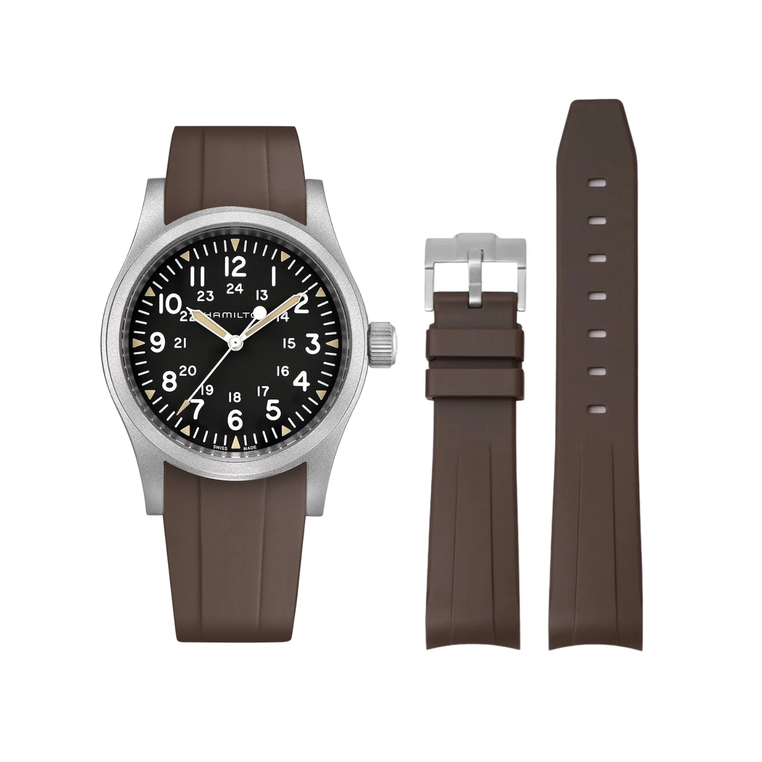 Rubber Strap – For Hamilton Khaki Field - Brown