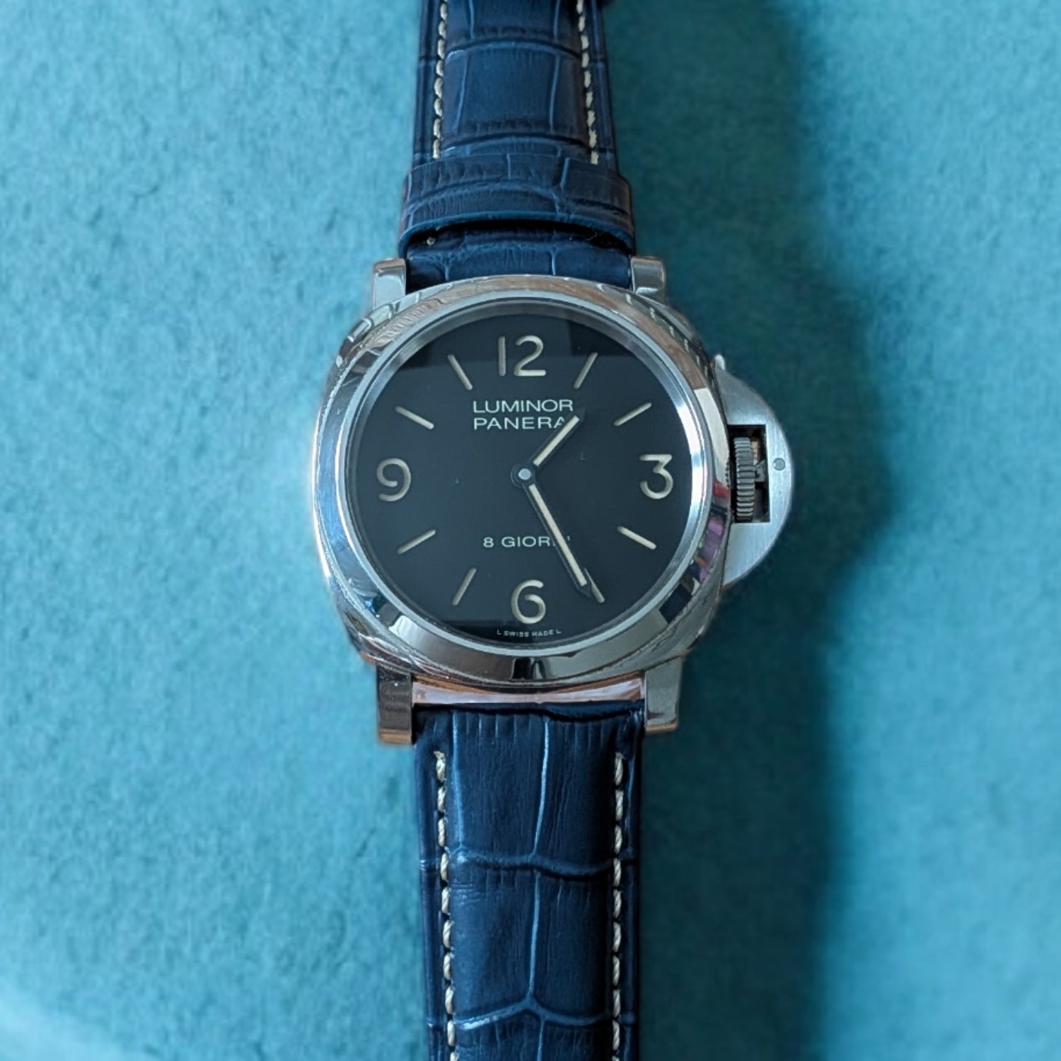 Leather Pattern Strap - For Panerai - Blue/White