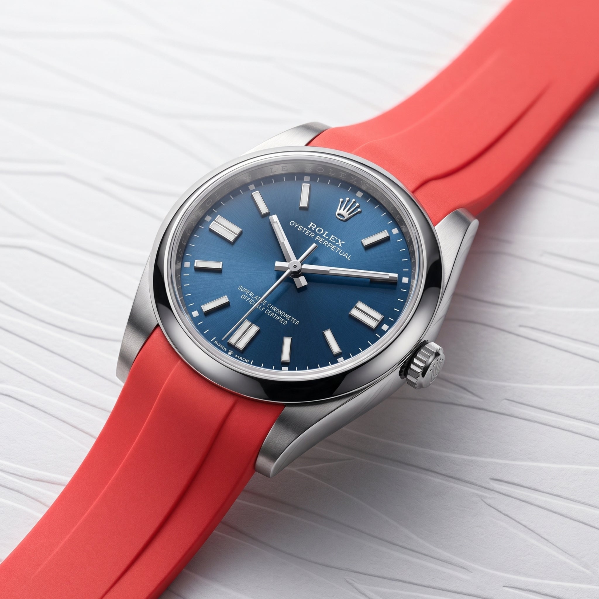 Deployant Rubber Strap - For Rolex Oyster Perpetual 41mm - Red