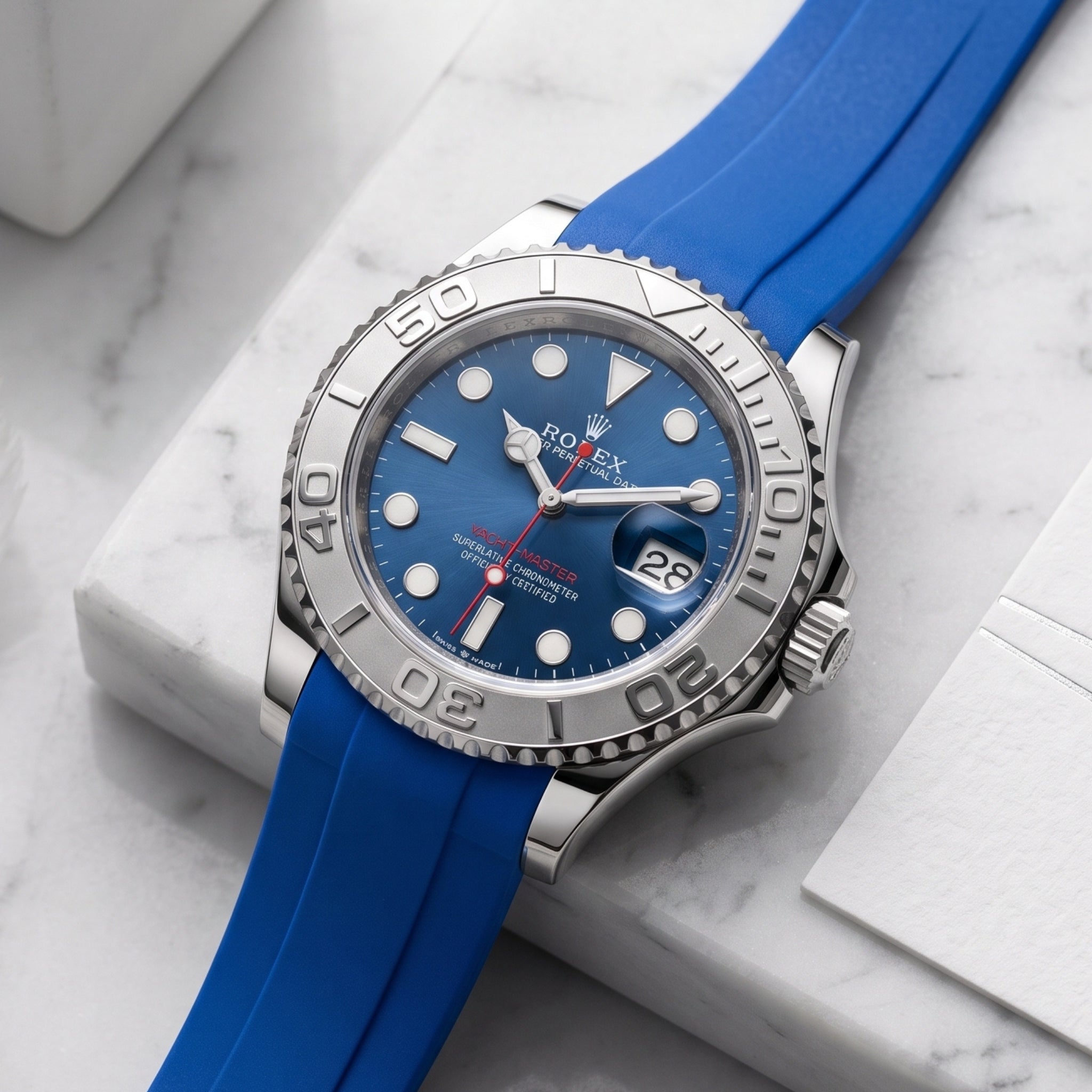 Deployant Rubber Strap - For Rolex Yacht-Master 40mm/42mm - Blue