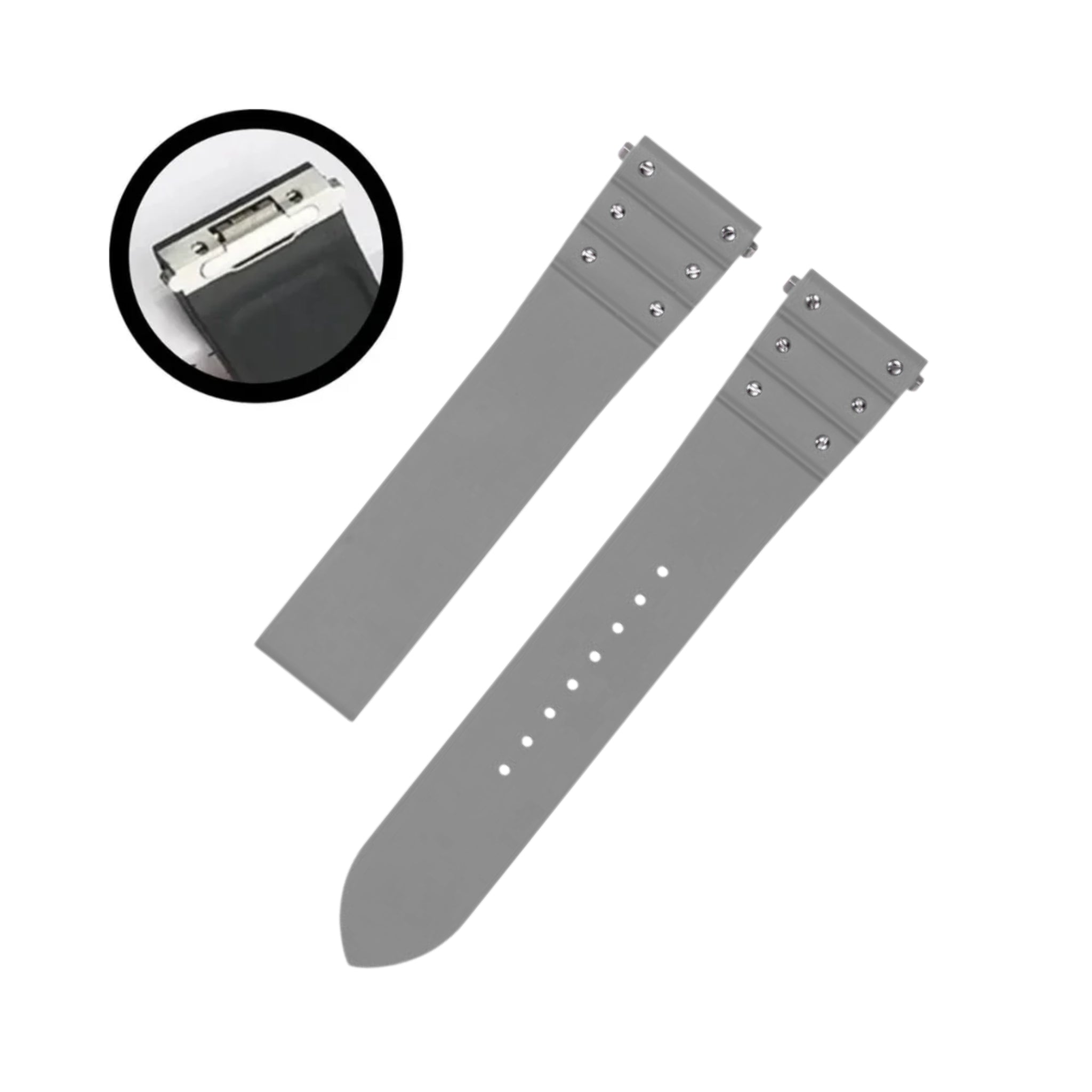 Rubber Strap - For Cartier Santos Medium/Large - Grey with Screws - Quick Release/Switch