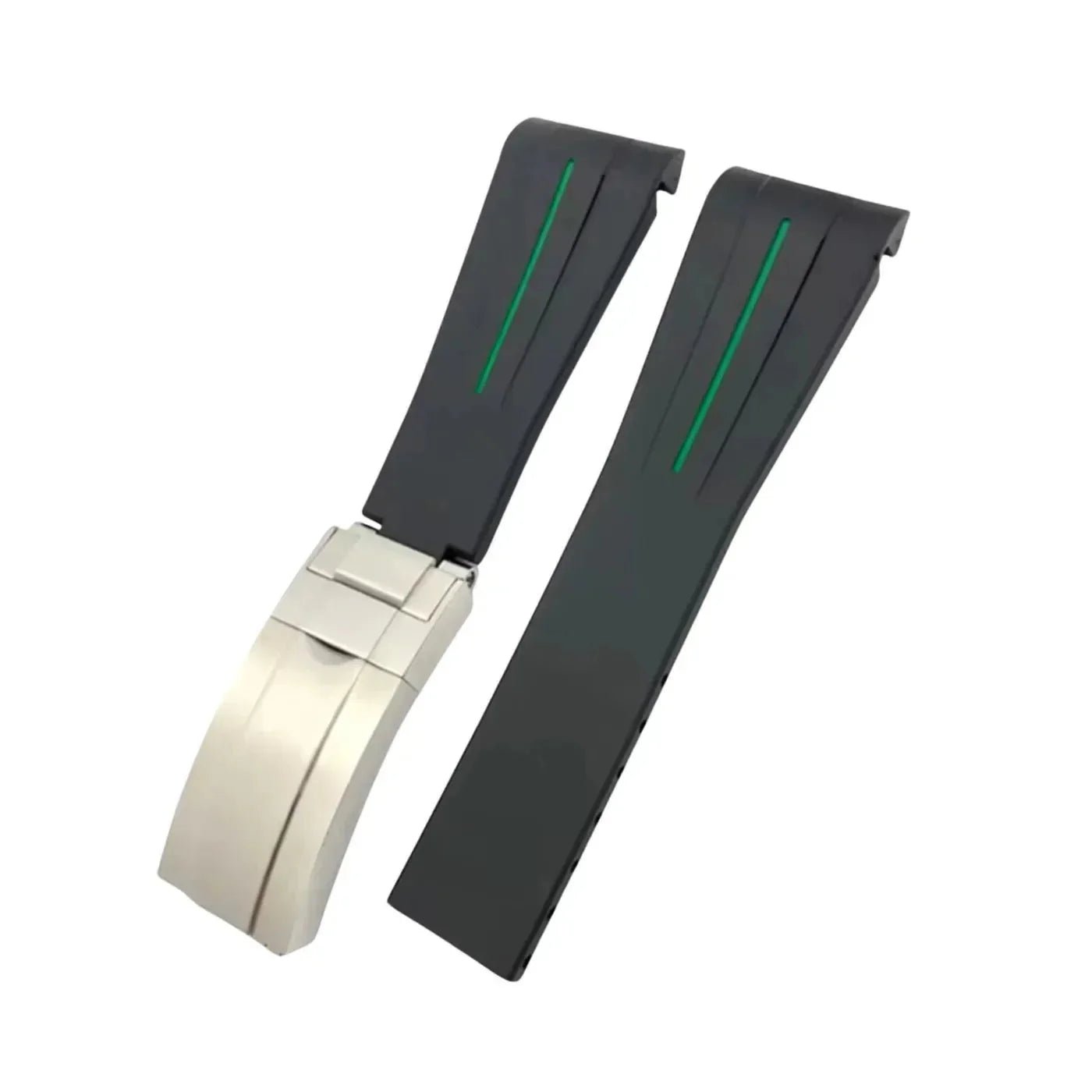 Deployant Rubber Strap - For Rolex Air - King 126900/116900 - Black/Green | LuxLine® - Helvetus
