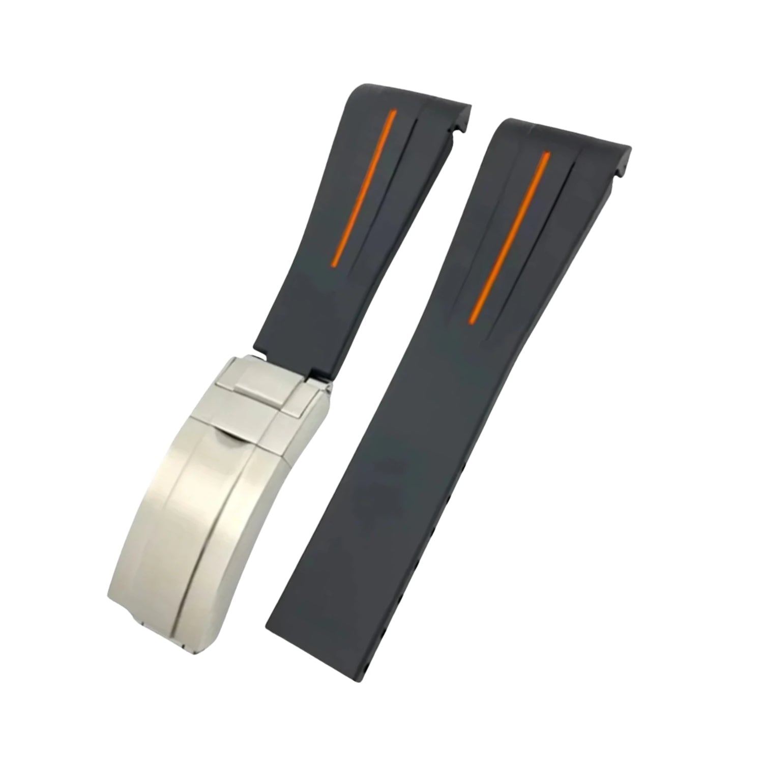 Deployant Rubber Strap - For Rolex Air - King 126900/116900 - Black/Orange | LuxLine® - Helvetus