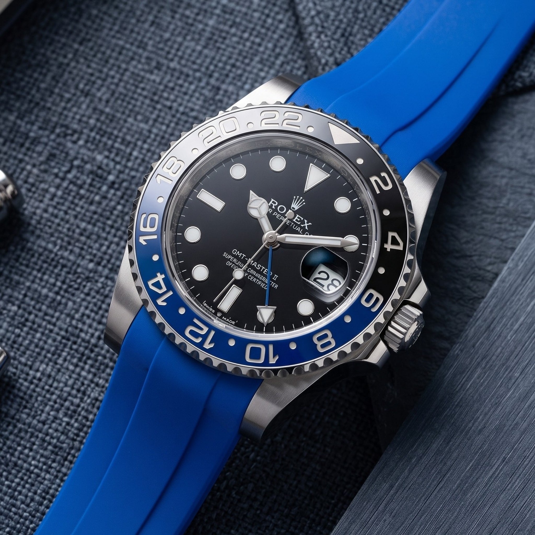Deployant Rubber Strap - For Rolex GMT-Master II - Blue - Helvetus