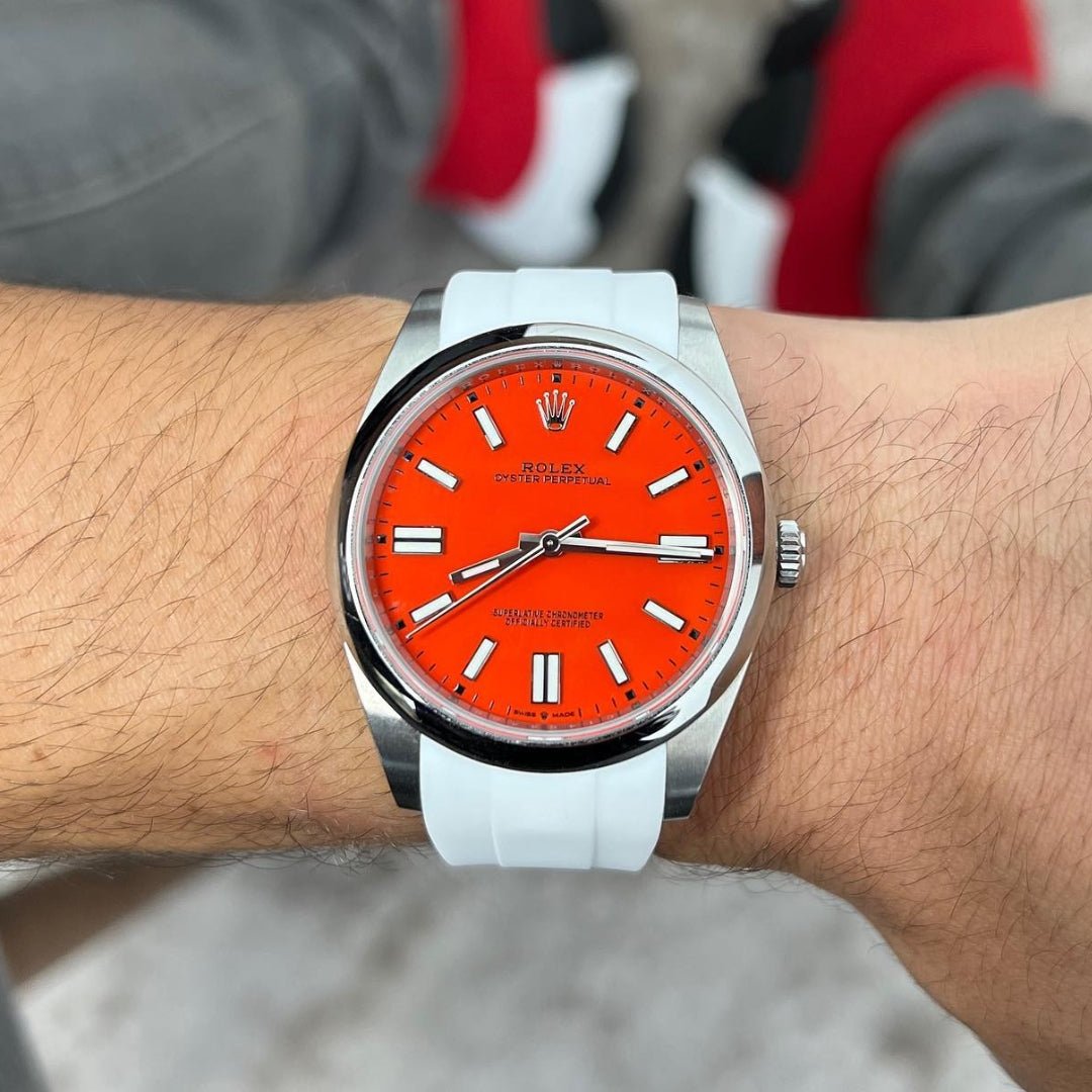 Deployant Rubber Strap - For Rolex Oyster Perpetual 39mm - White - Helvetus