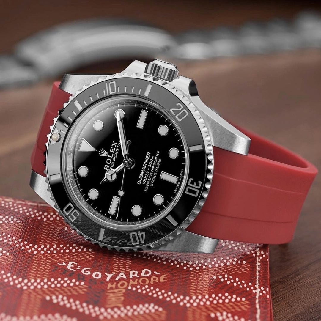 Deployant Rubber Strap - For Rolex Submariner - Bordeaux - Helvetus