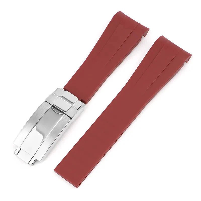 Deployant Rubber Strap - For Rolex Yacht - Master 40mm/42mm/37mm - Bordeaux - Helvetus