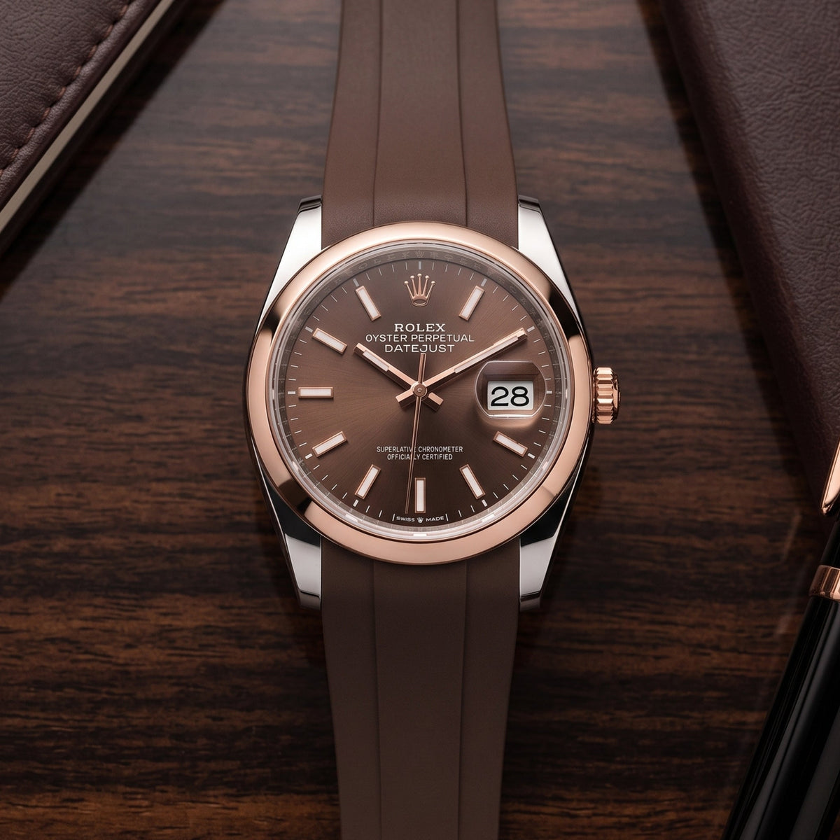 Deployant Strap - For Rolex Datejust 36 - Brown - Helvetus