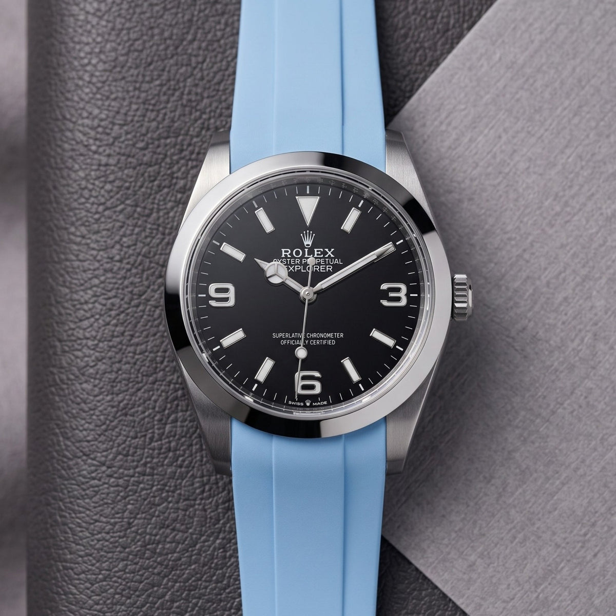 Deployant Strap - For Rolex Explorer I - Baby Blue - Helvetus