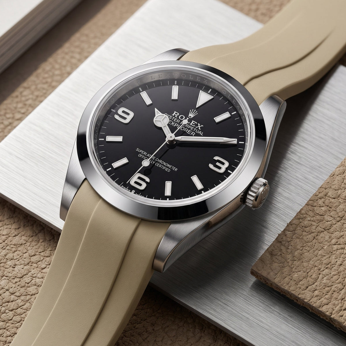 Deployant Strap - For Rolex Explorer I - Beige - Helvetus