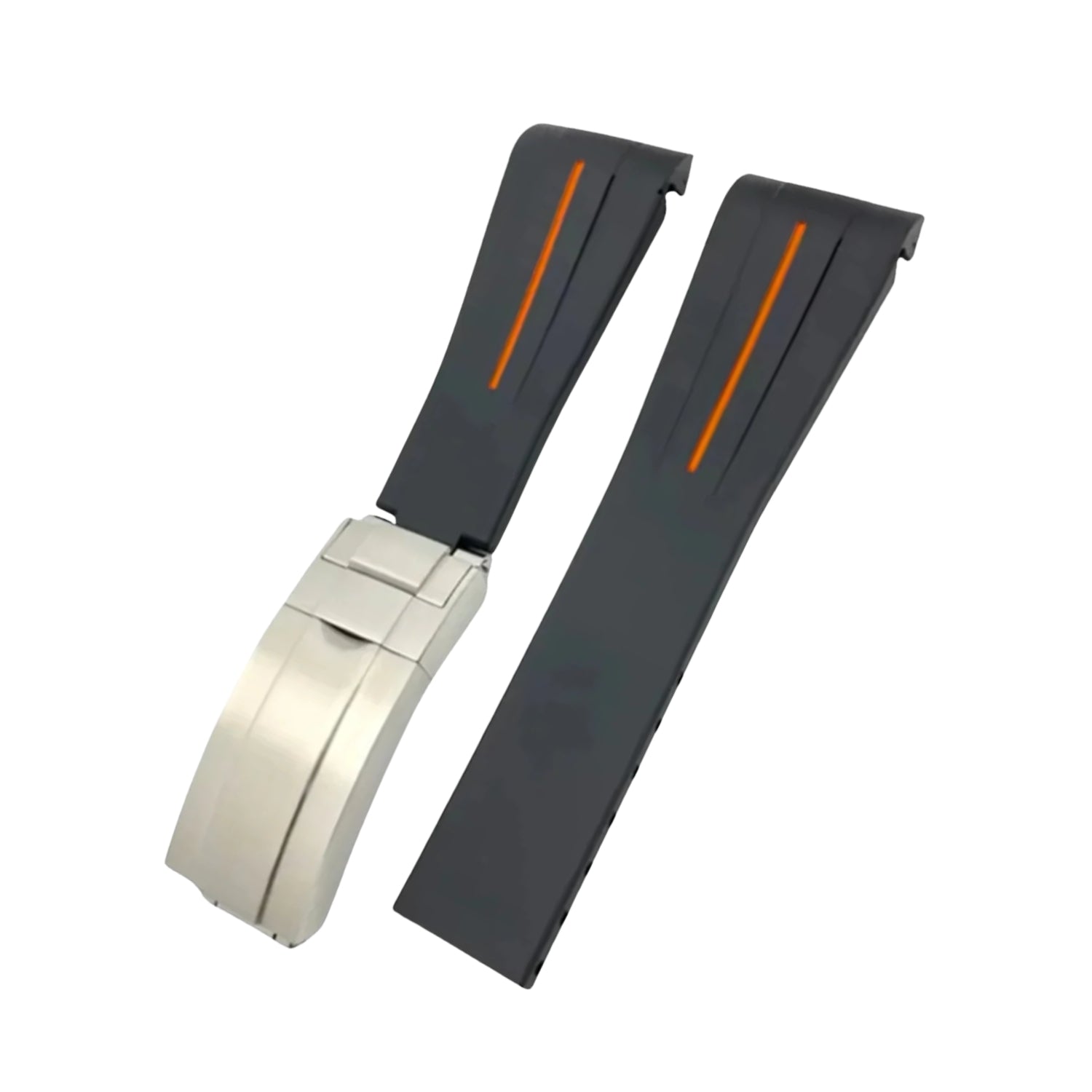 Deployant Strap - For Rolex Explorer II - Black w/Orange Line | LuxLine® - Helvetus