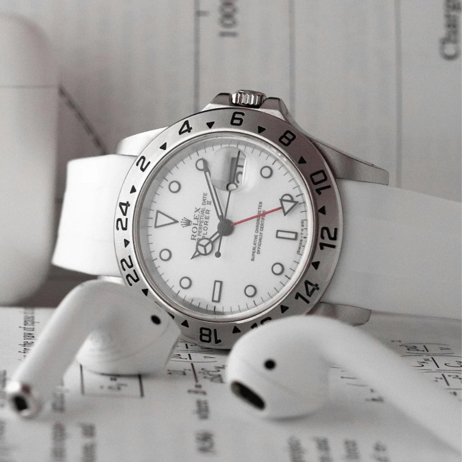 Deployant Strap - For Rolex Explorer II - White - Helvetus