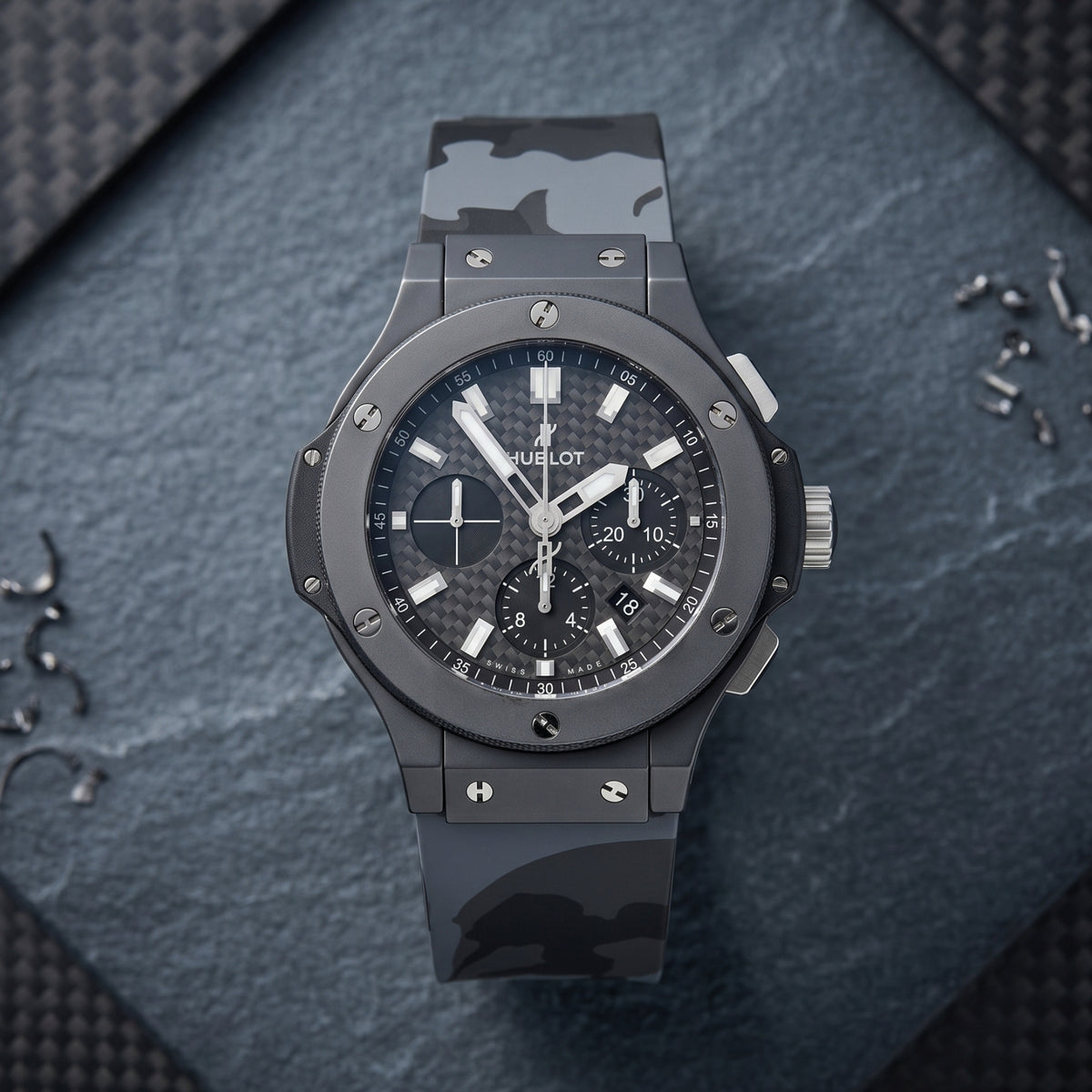 Rubber Strap - For Hublot Big Bang 44mm - Grey Camo