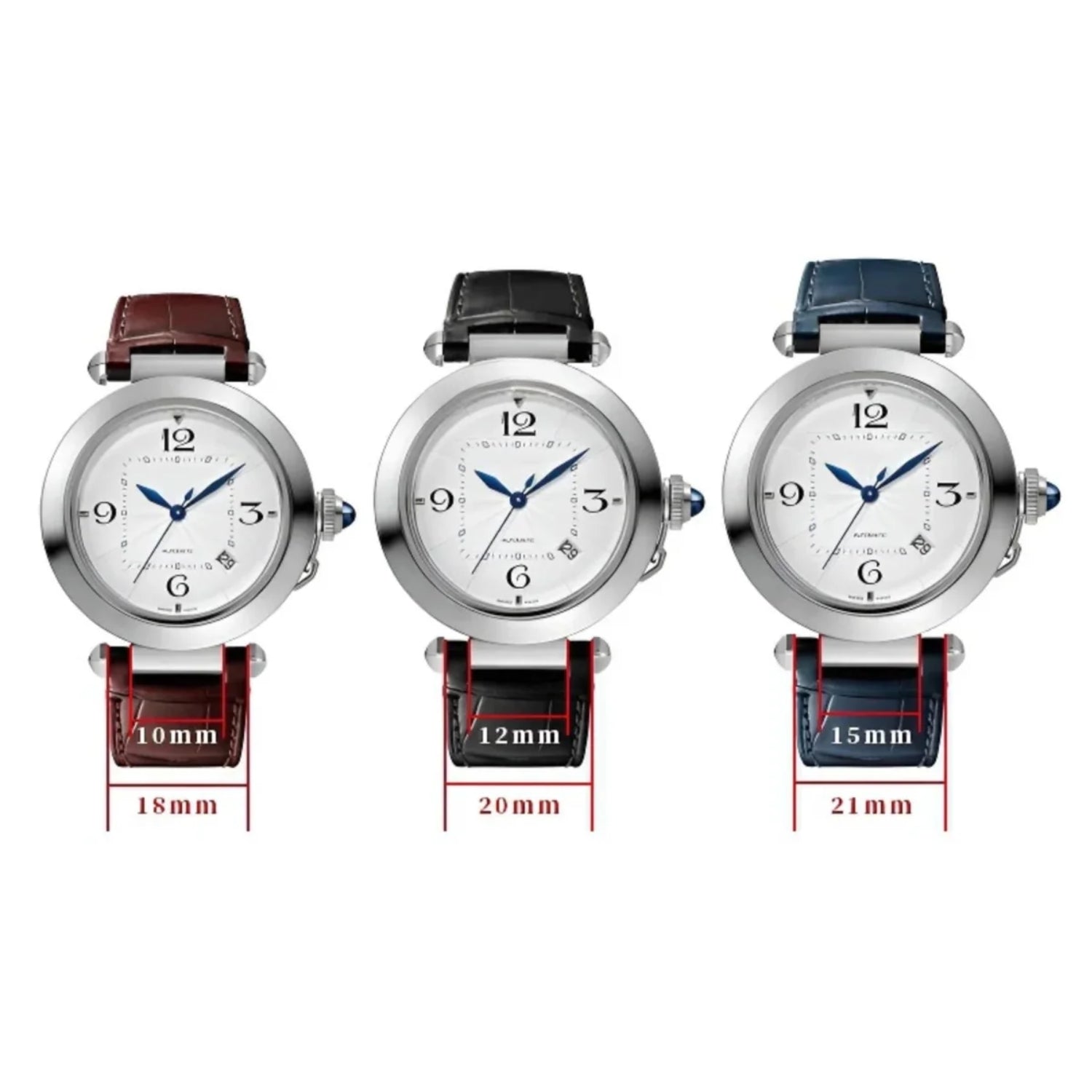 Leather Strap - For Cartier Pasha - Blue - Helvetus