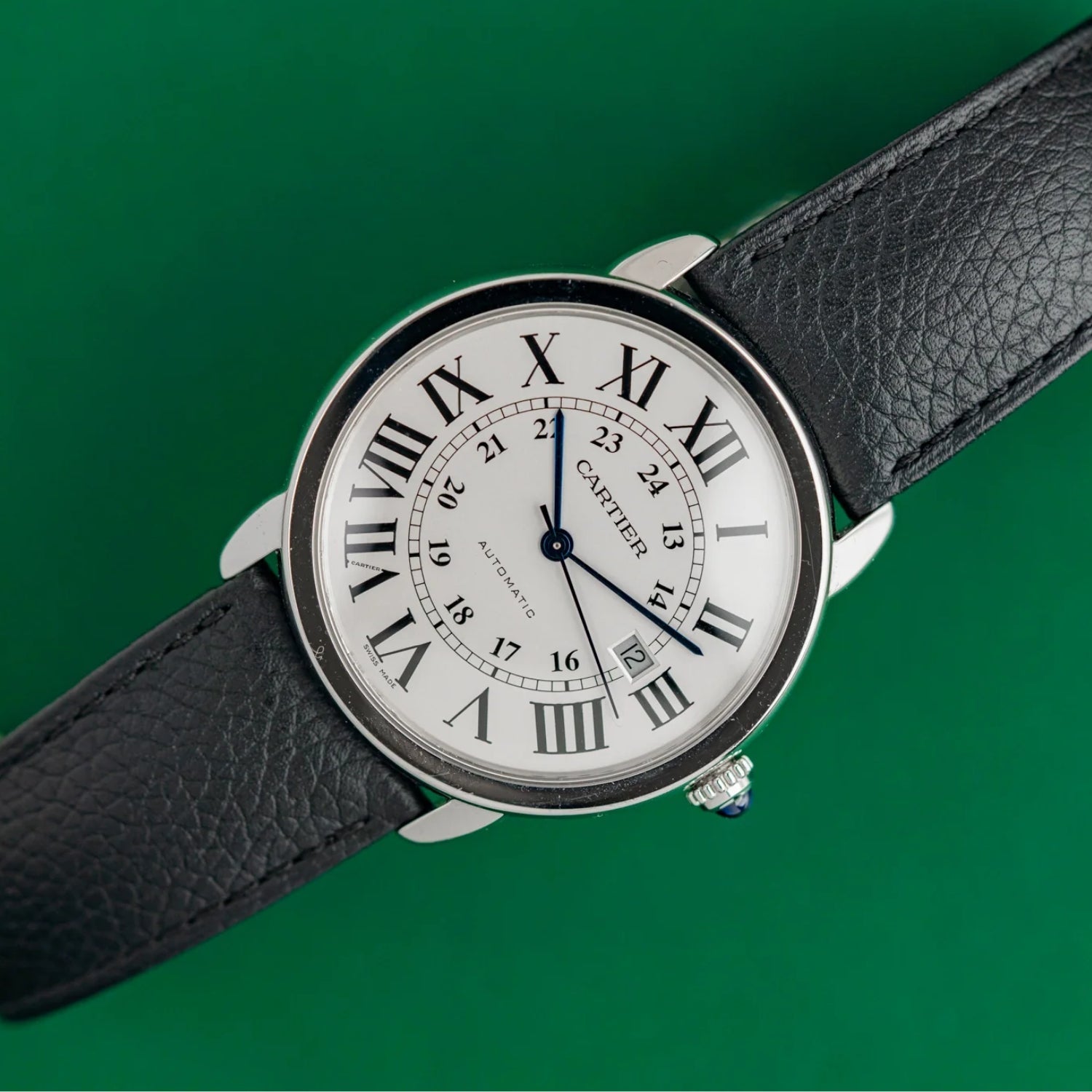 Leather Strap - For Cartier Ronde Models - Black - Helvetus