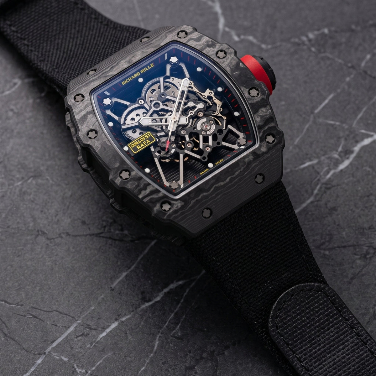 Nylon Strap - For Richard Mille RM011 | RM11-01 | RM11-02 | RM11-03 | RM11-04 | RM11-05 | RM47 | RM50 | RM52 | RM53-01 | RM57 | RM65 | RM69 - Black - Helvetus