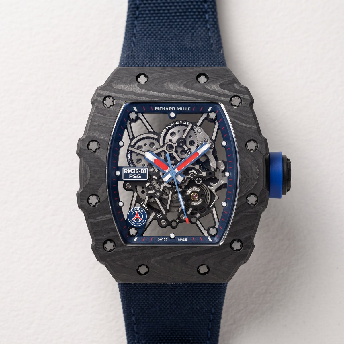 Nylon Strap - For Richard Mille RM011 | RM11-01 | RM11-02 | RM11-03 | RM11-04 | RM11-05 | RM47 | RM50 | RM52 | RM53-01 | RM57 | RM65 | RM69 - Navy Blue - Helvetus