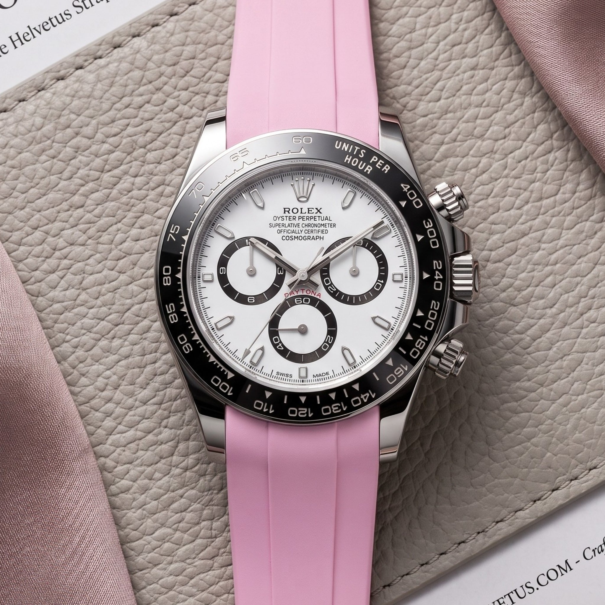 Rubber Strap - For Rolex Daytona - Pink