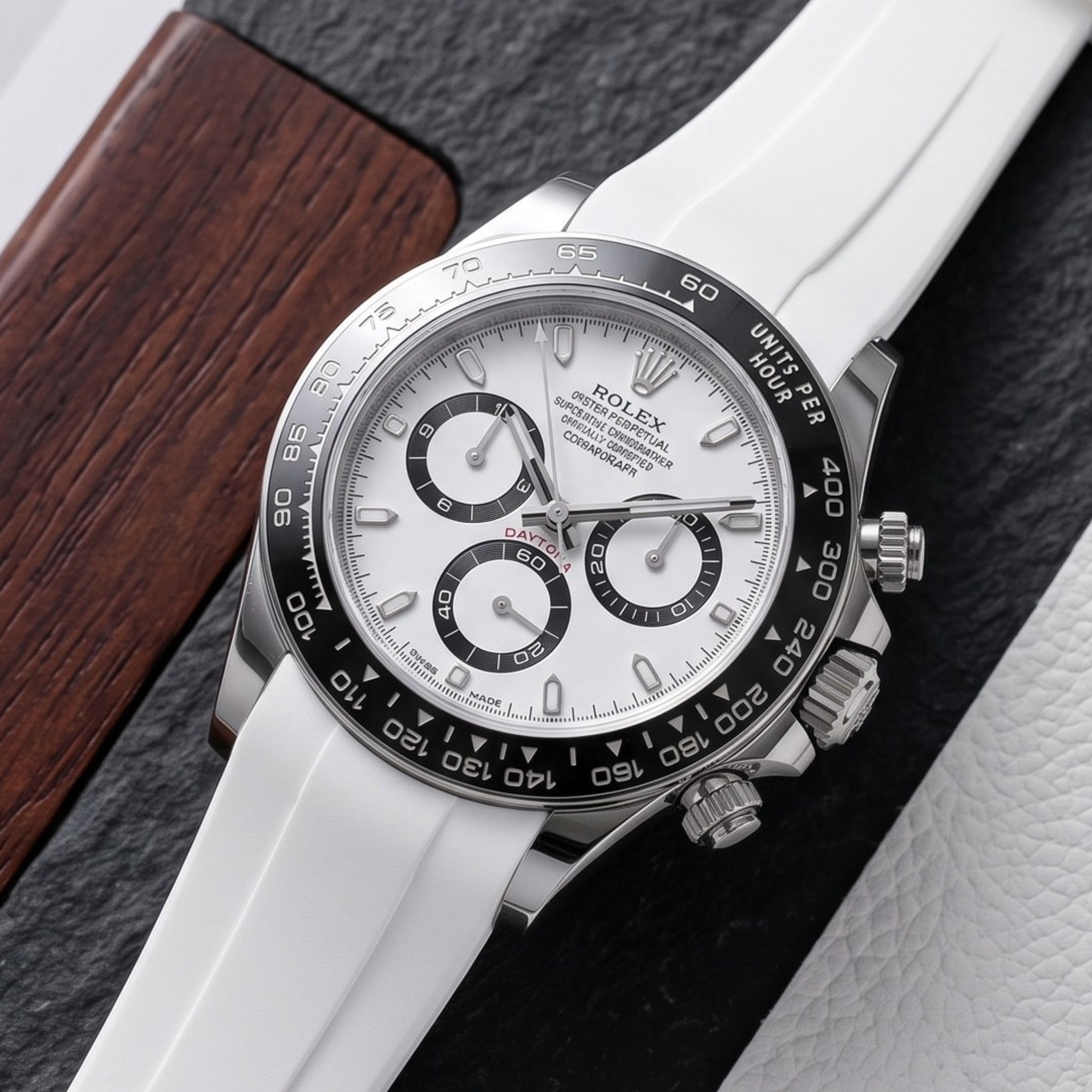 Rubber Strap - For Rolex Daytona - White