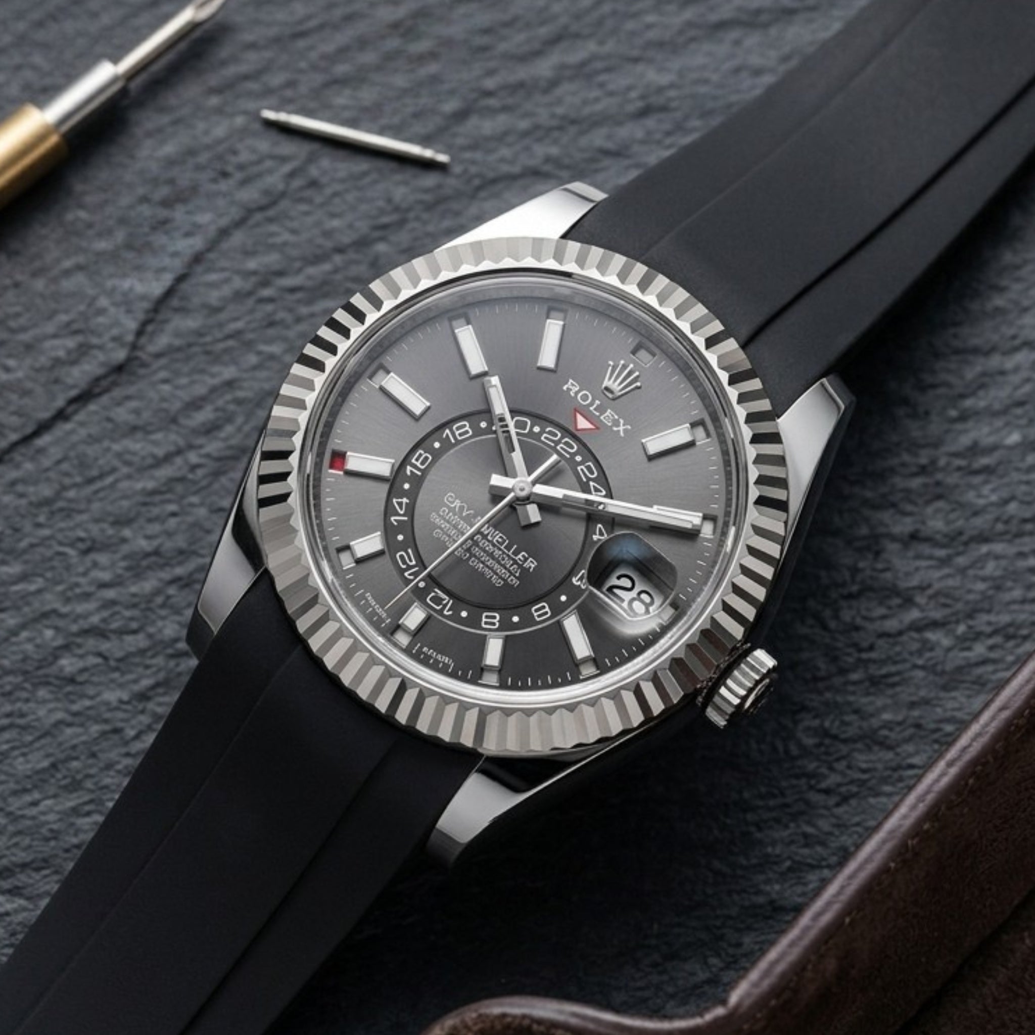 Rubber Strap - For Rolex Sky-Dweller - Black