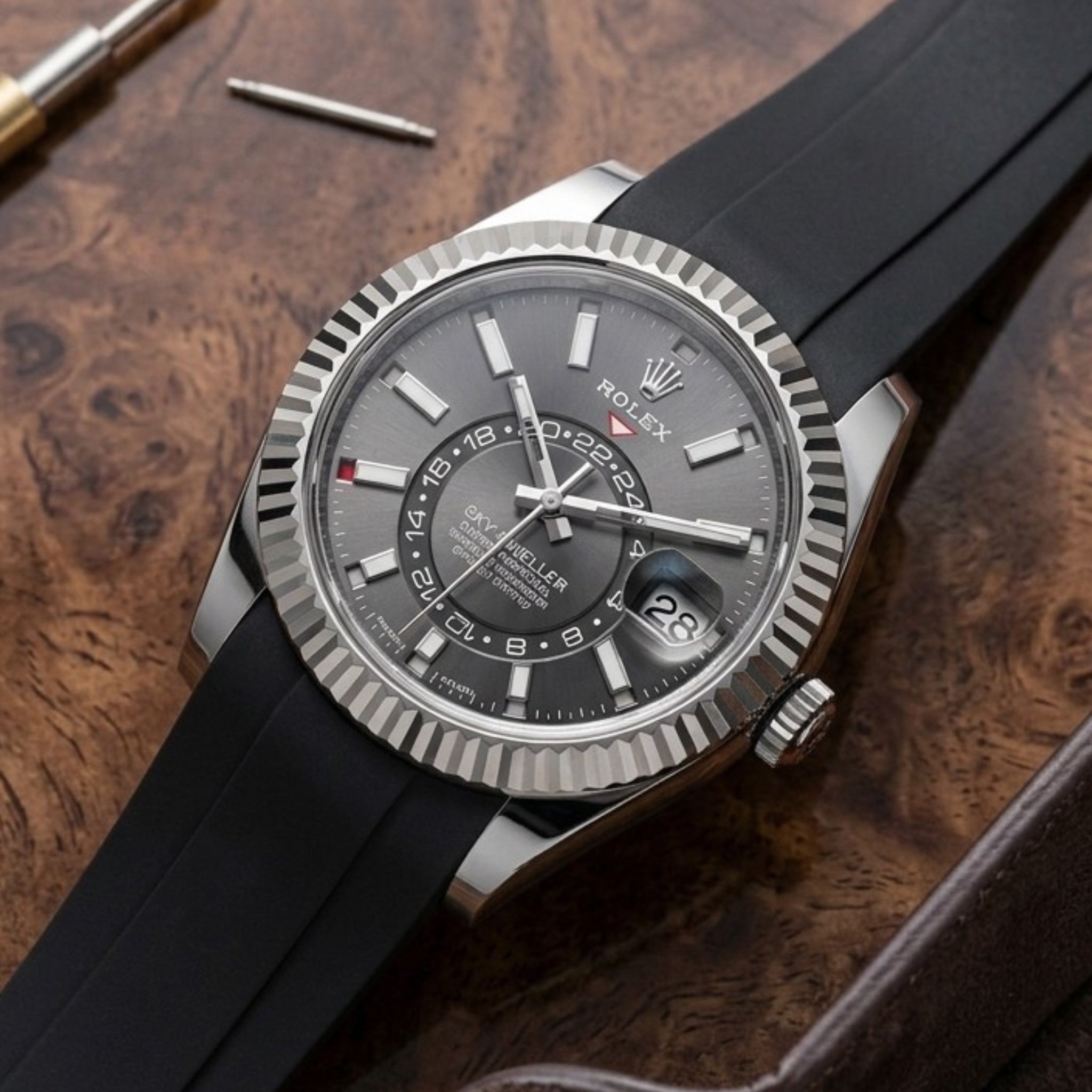 Deployant Rubber Strap - For Rolex Sky-Dweller - Black