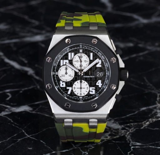 Rubber Strap - For all Audemars Piguet Offshore 42mm - Green Camo - Helvetus