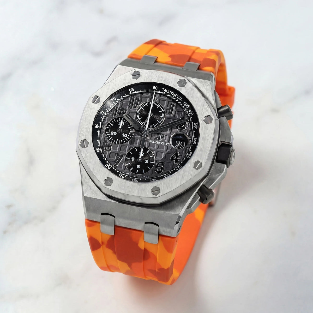Rubber Strap - For all Audemars Piguet Offshore 42mm - Orange Camo - Helvetus