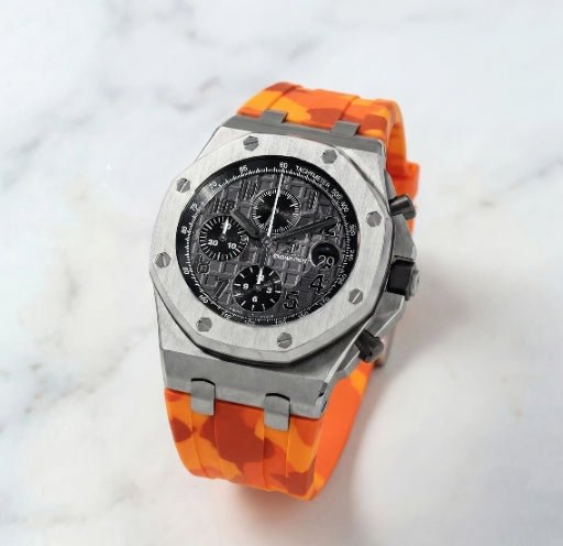 Rubber Strap - For all Audemars Piguet Offshore 42mm - Orange Camo - Helvetus