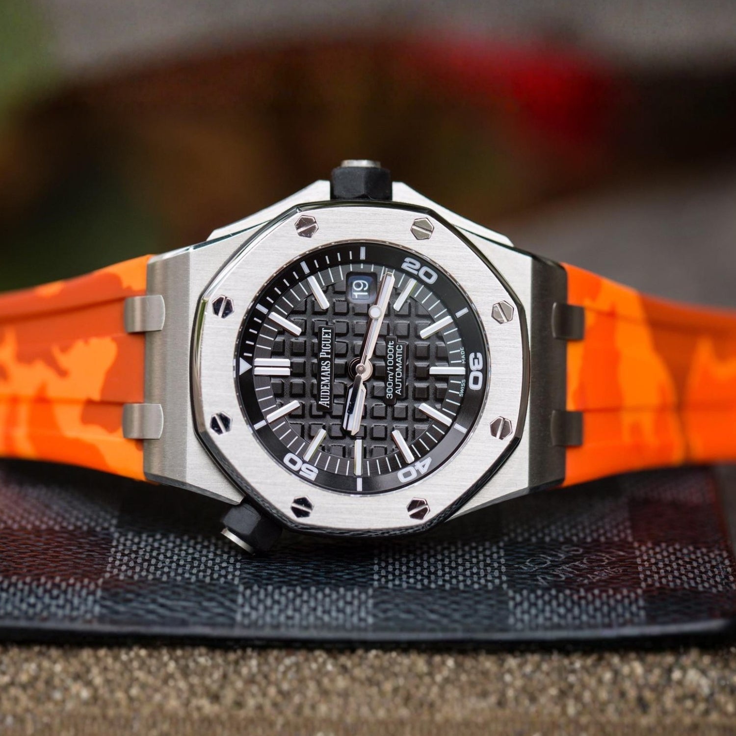 Rubber Strap - For all Audemars Piguet Offshore Diver - Orange Camo - Helvetus