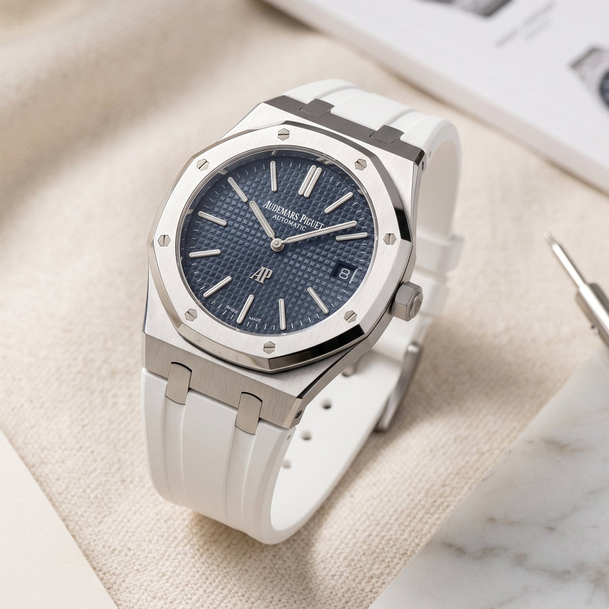 Rubber Strap - For all Audemars Piguet Royal Oak 39mm - White - Helvetus
