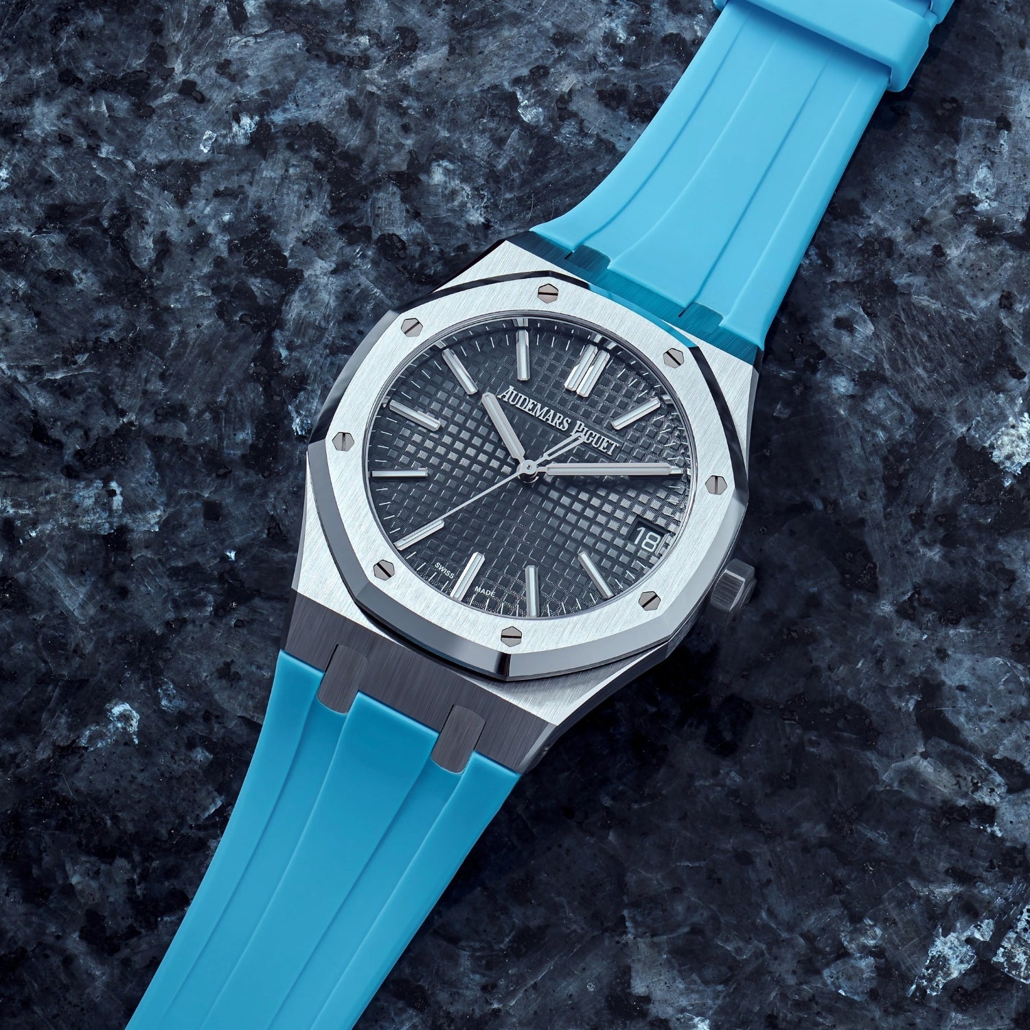 Rubber Strap - For all Audemars Piguet Royal Oak 41mm - Light Blue - Helvetus