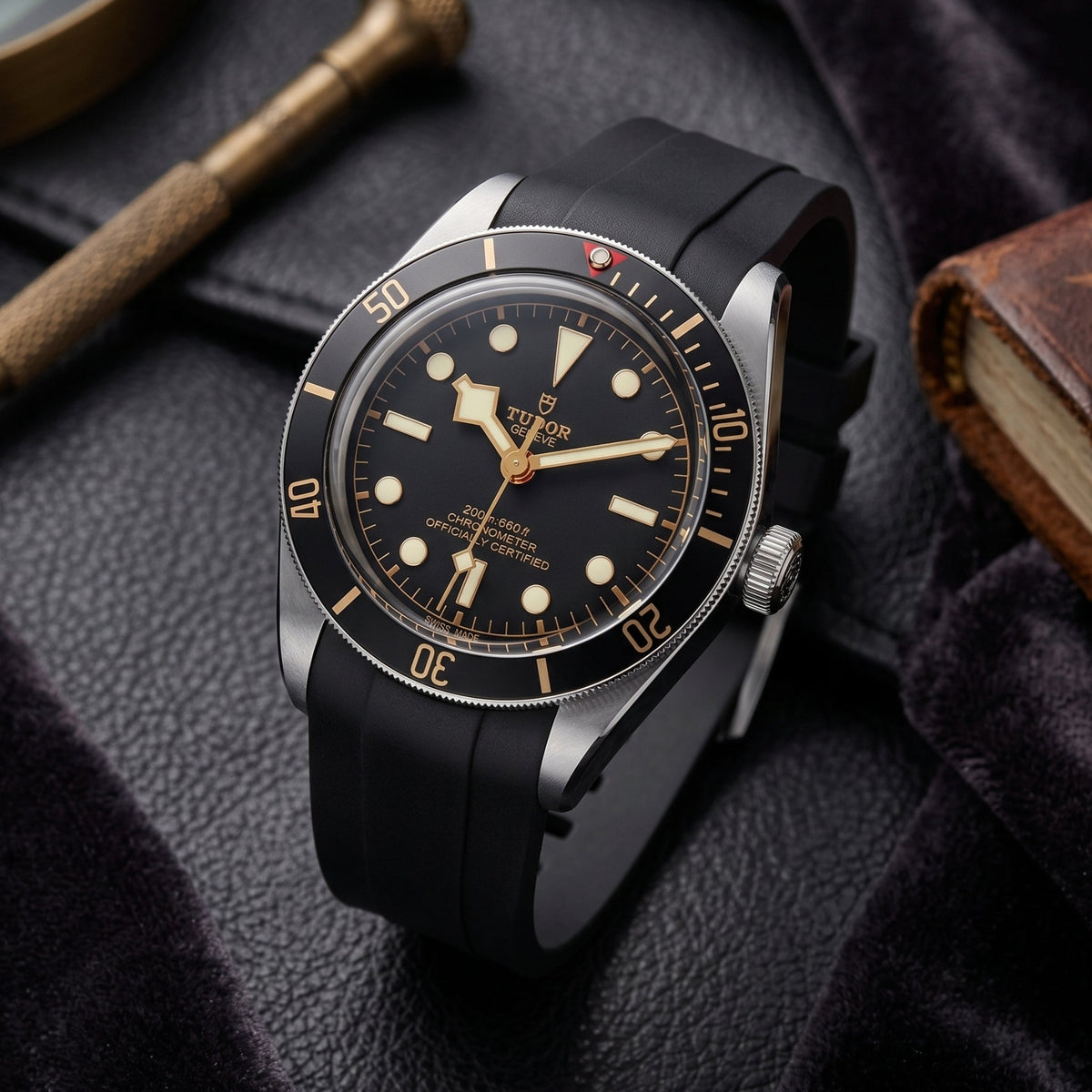 Rubber Strap - For all Tudor Black Bay Models - Black - Helvetus