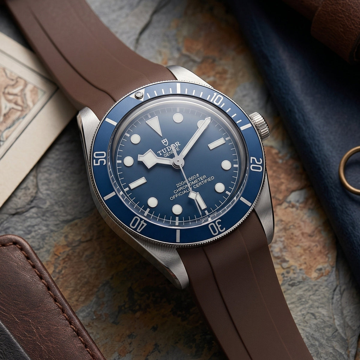 Rubber Strap - For all Tudor Black Bay Models - Brown - Helvetus