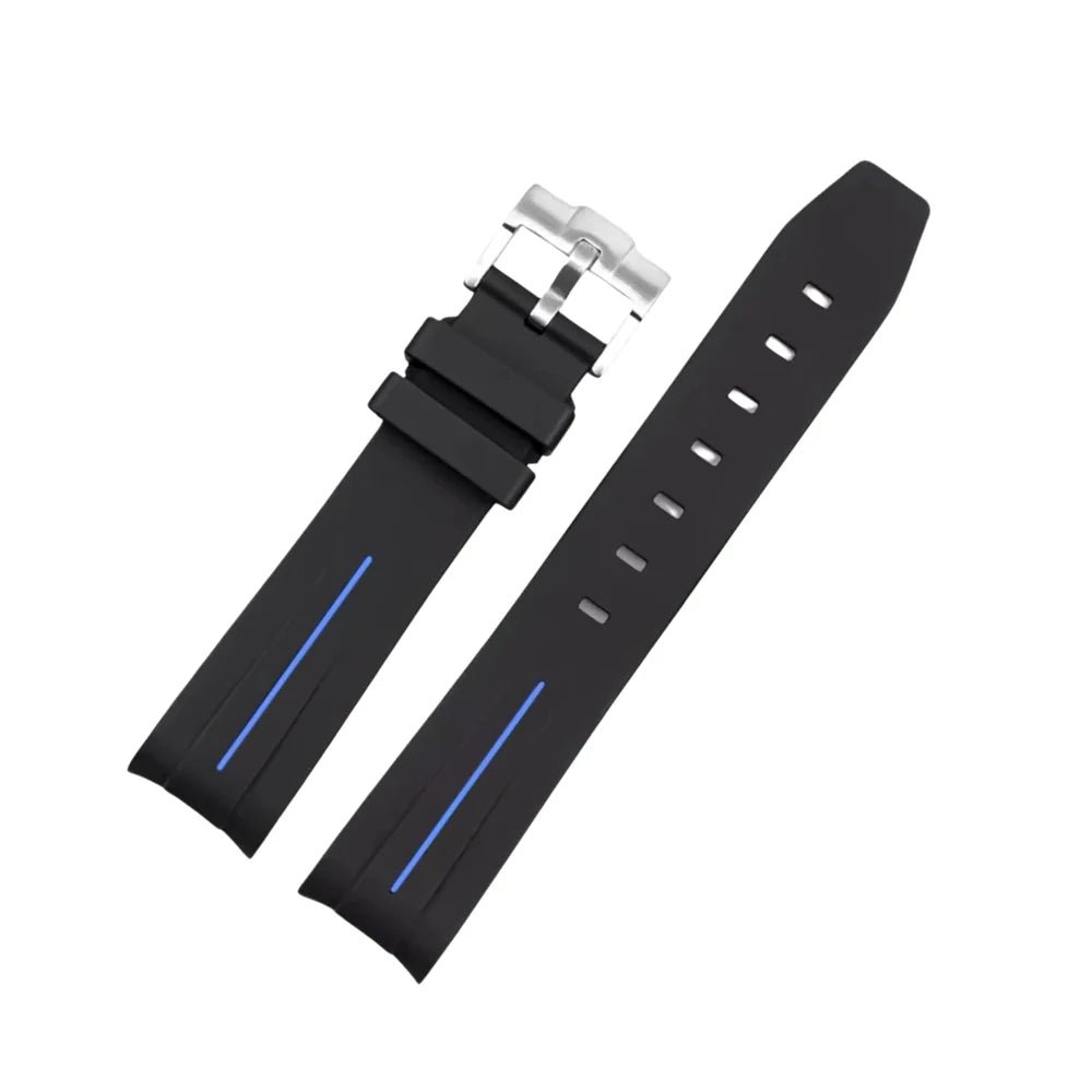 Rubber Strap - For all Zenith Chronomaster Models - Black w/Blue Line | LuxLine® - Helvetus