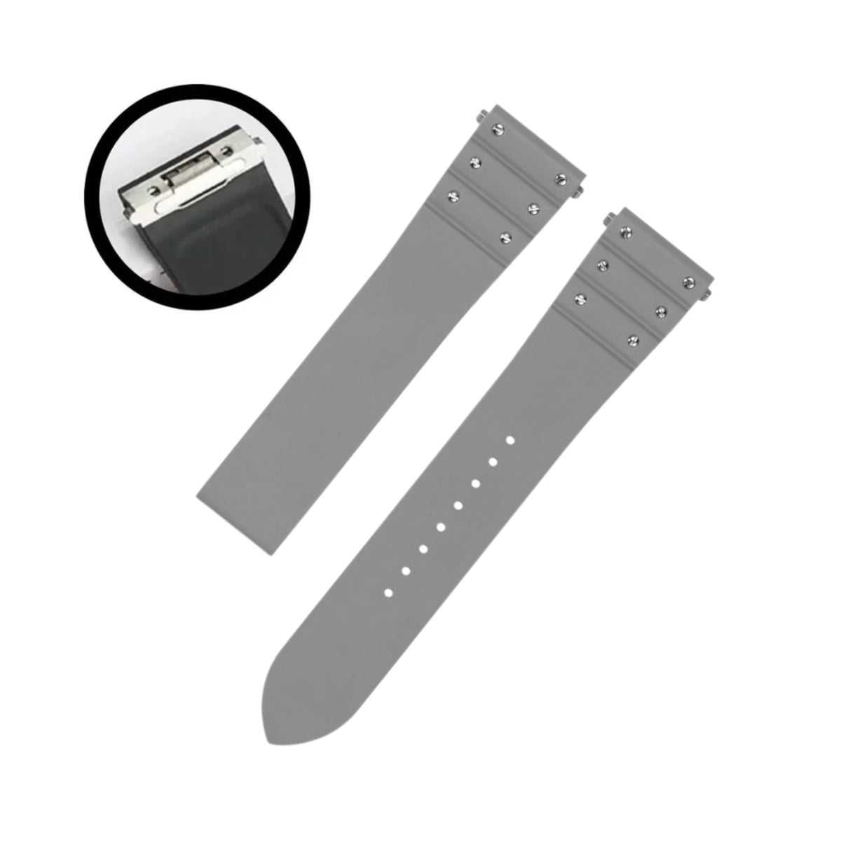Rubber Strap - For Cartier Santos Medium/Large - Grey with Screws - Quick Release/Switch - Helvetus