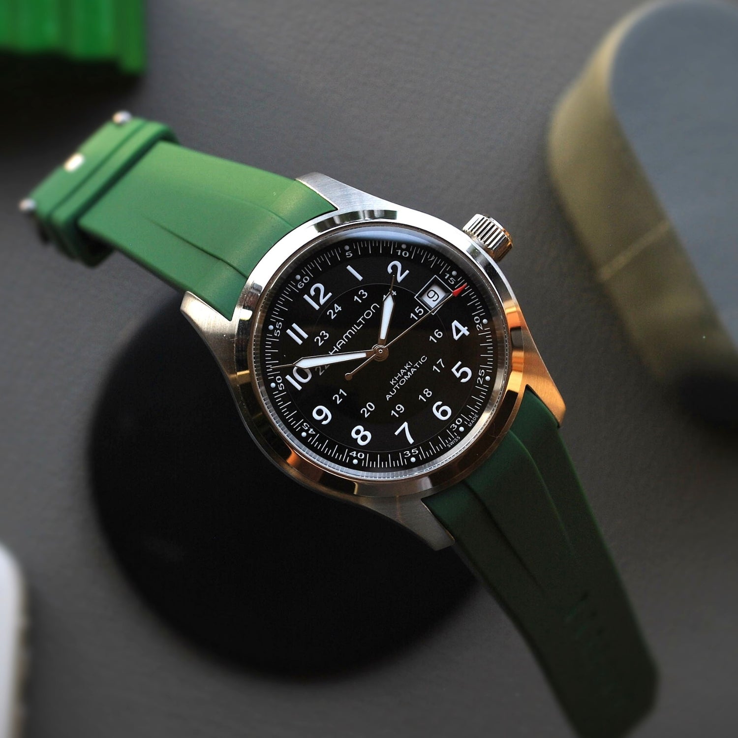 Rubber Strap – For Hamilton Khaki Field (38mm/40mm/42mm) - Green - Helvetus