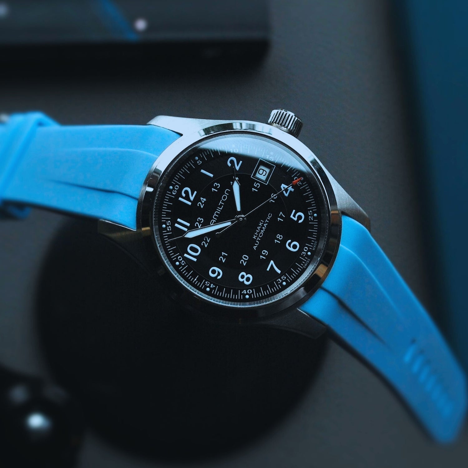 Rubber Strap – For Hamilton Khaki Field (38mm/40mm/42mm) - Light Blue - Helvetus