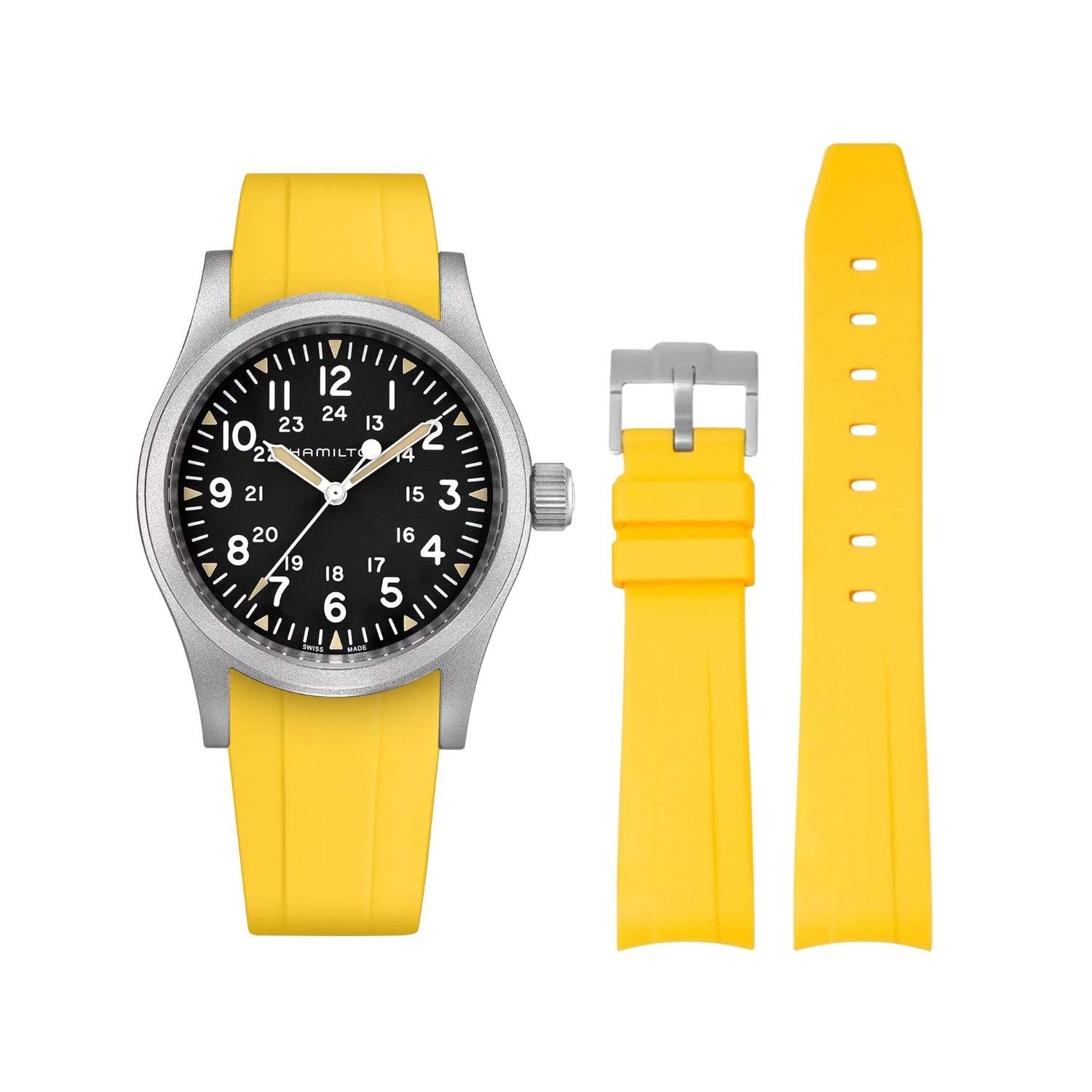 Rubber Strap – For Hamilton Khaki Field (38mm/40mm/42mm) - Yellow - Helvetus