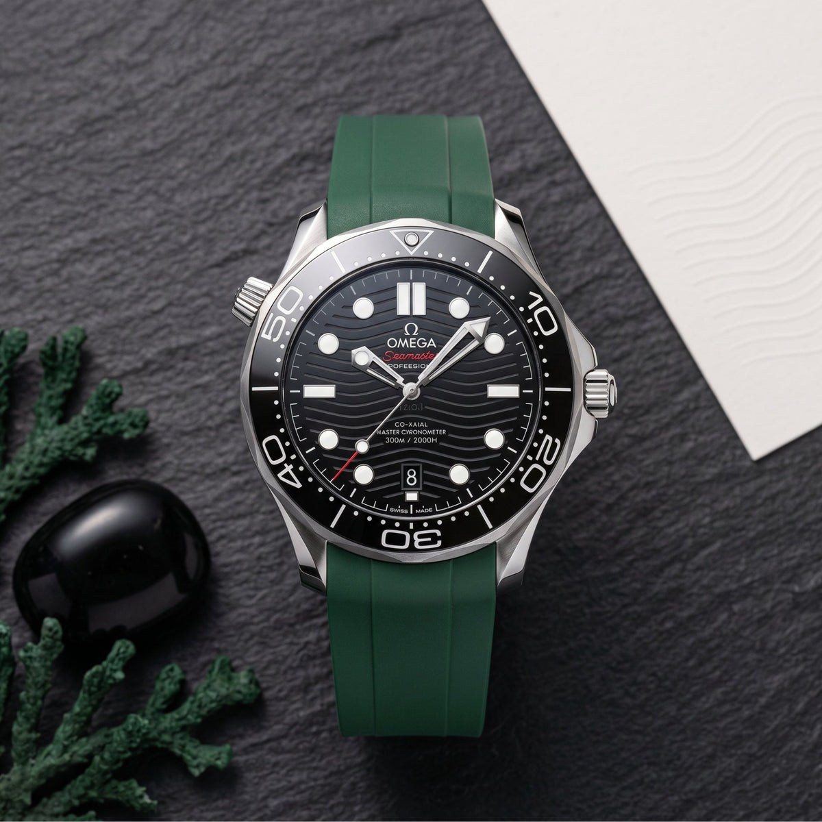 Rubber Strap - For Omega Seamaster 300 - Green - Helvetus