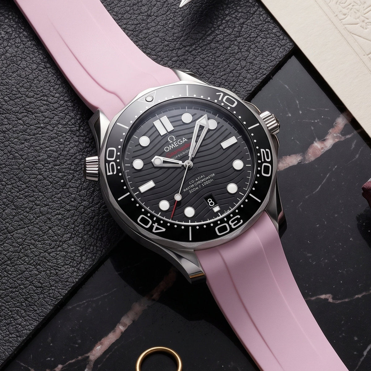 Rubber Strap - For Omega Seamaster 300 - Pink - Helvetus