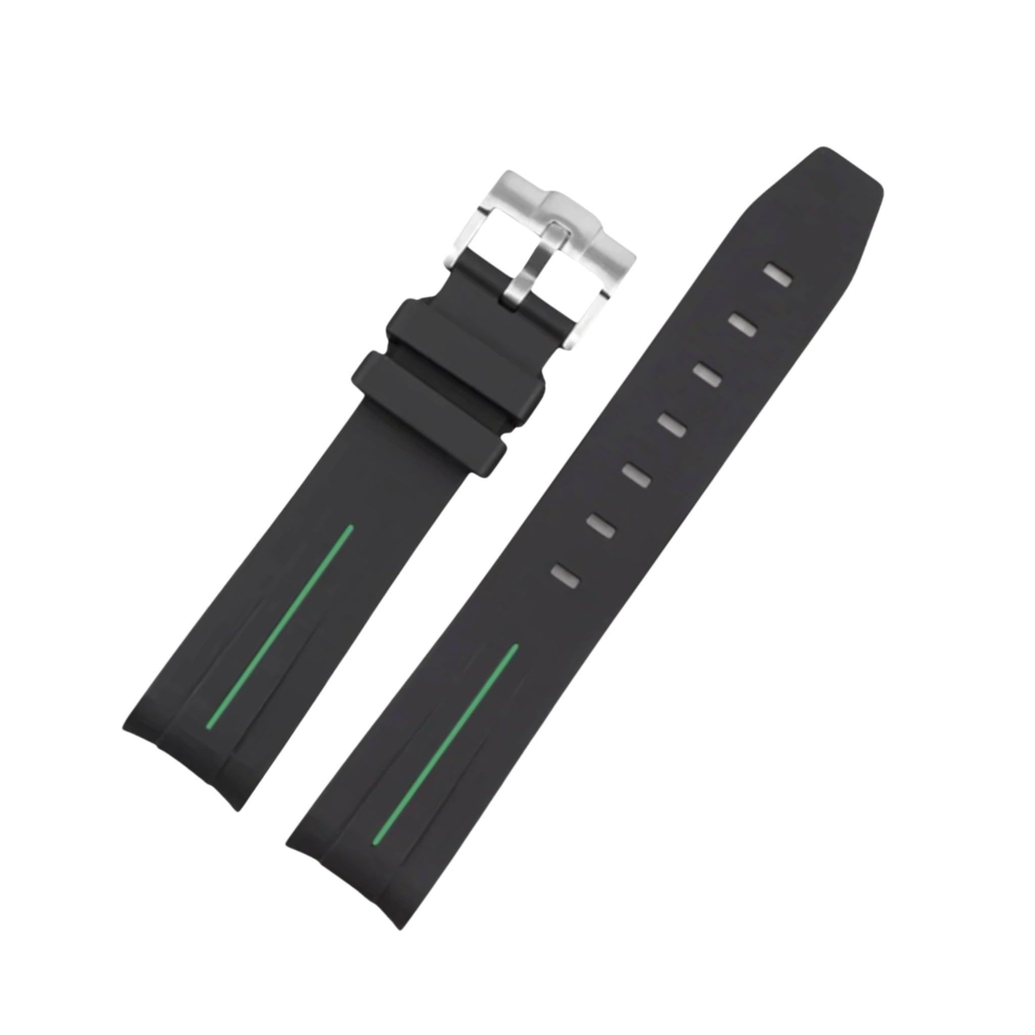 Rubber Strap - For Omega Speedmaster - Black w/Green Line | LuxLine® - Helvetus