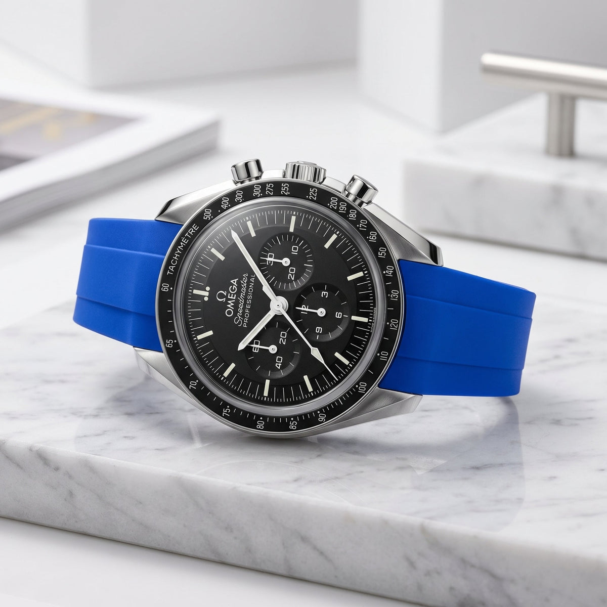 Rubber Strap - For Omega Speedmaster - Blue - Helvetus