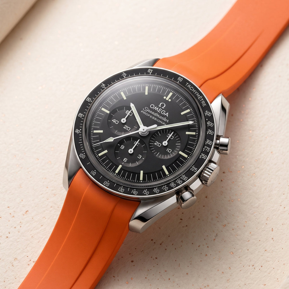 Rubber Strap - For Omega Speedmaster - Orange - Helvetus