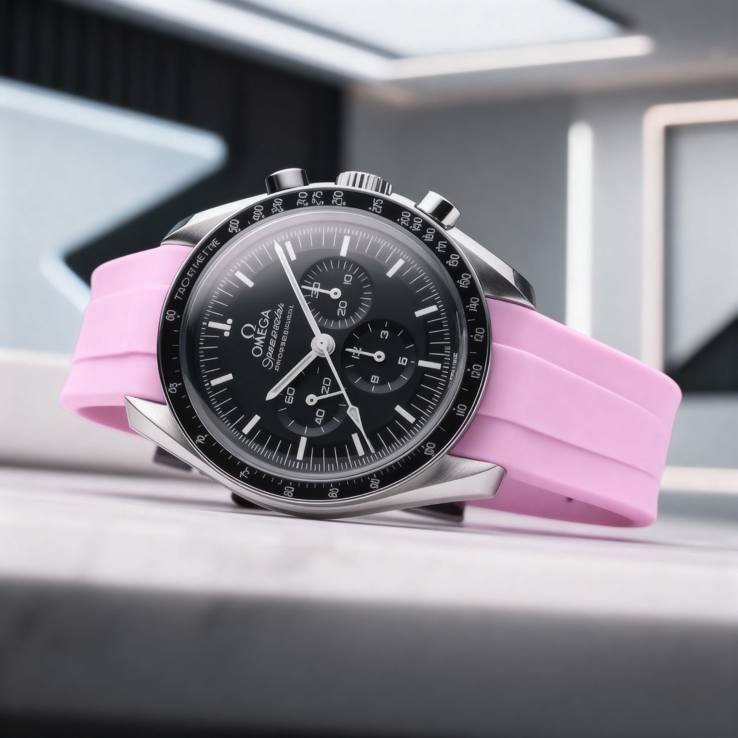 Rubber Strap - For Omega Speedmaster - Pink - Helvetus