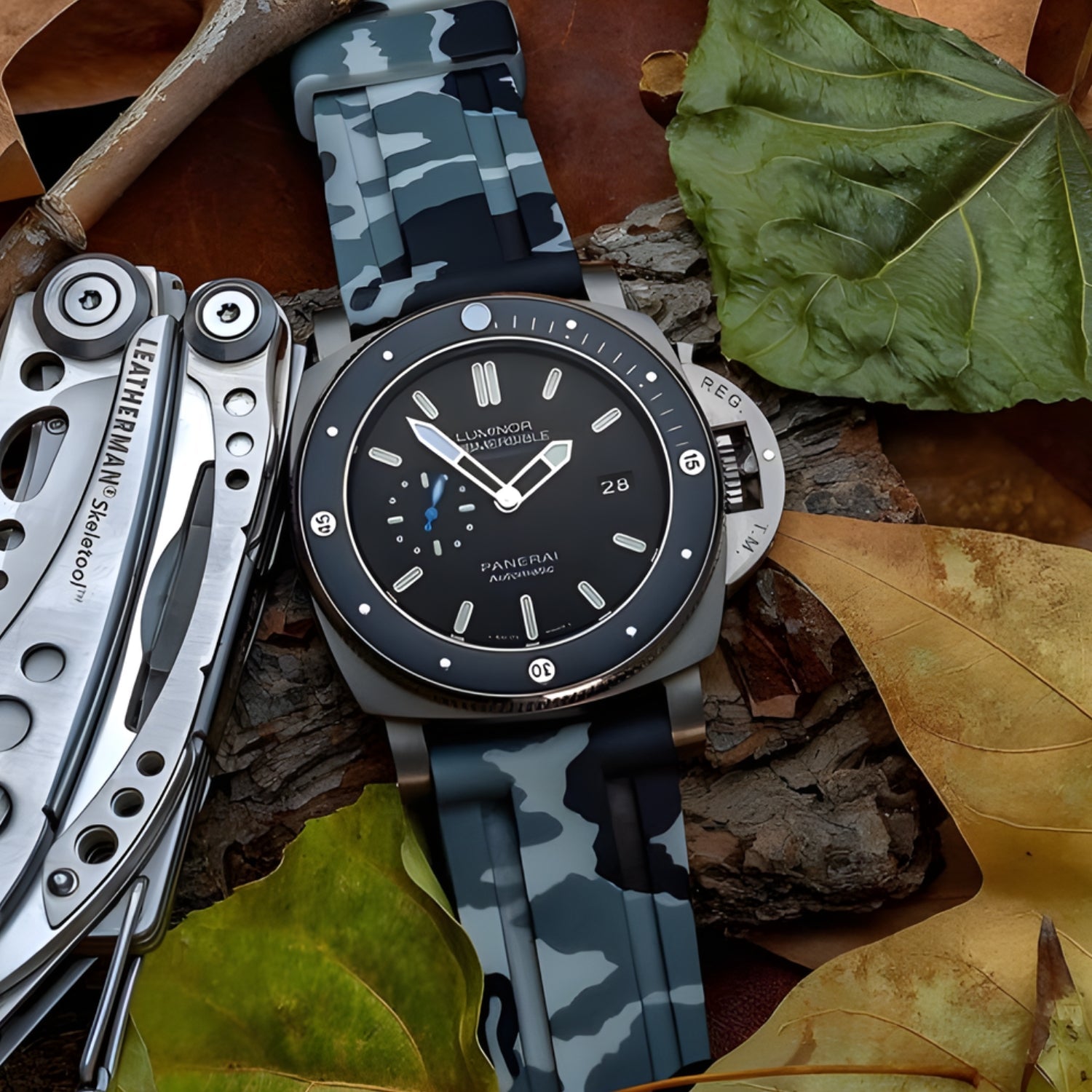 Rubber Strap - For Panerai - Grey Camo - Helvetus