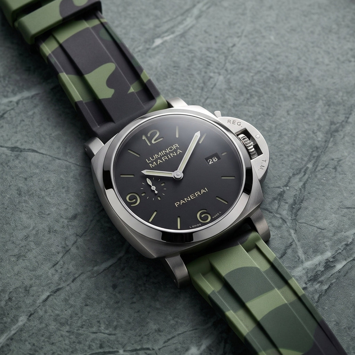 Rubber Strap - For Panerai - Military Camo - Helvetus