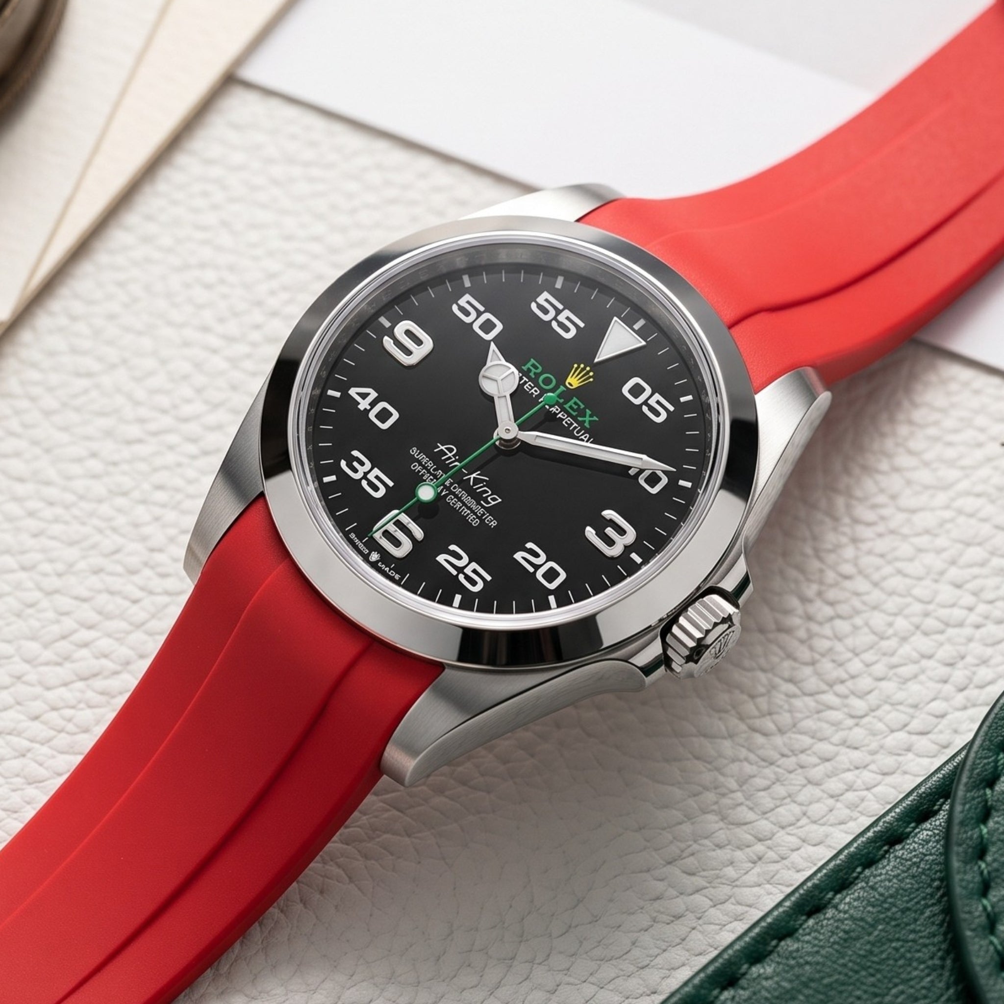 Rubber Strap - For Rolex Air-King 126900/116900 - Red - Helvetus