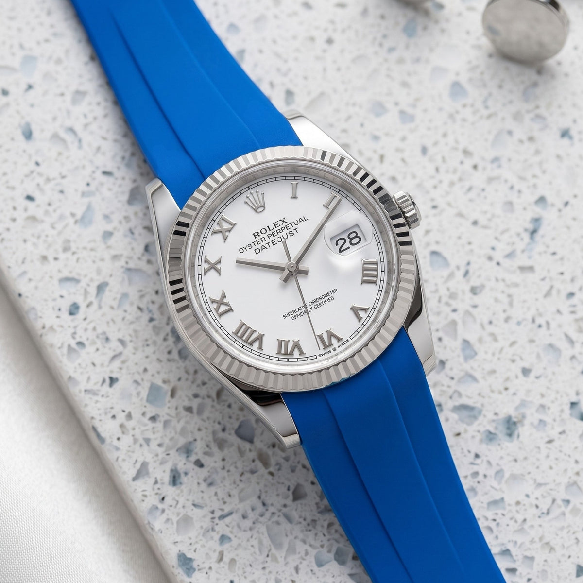 Rubber Strap - For Rolex Datejust 36 - Blue - Helvetus