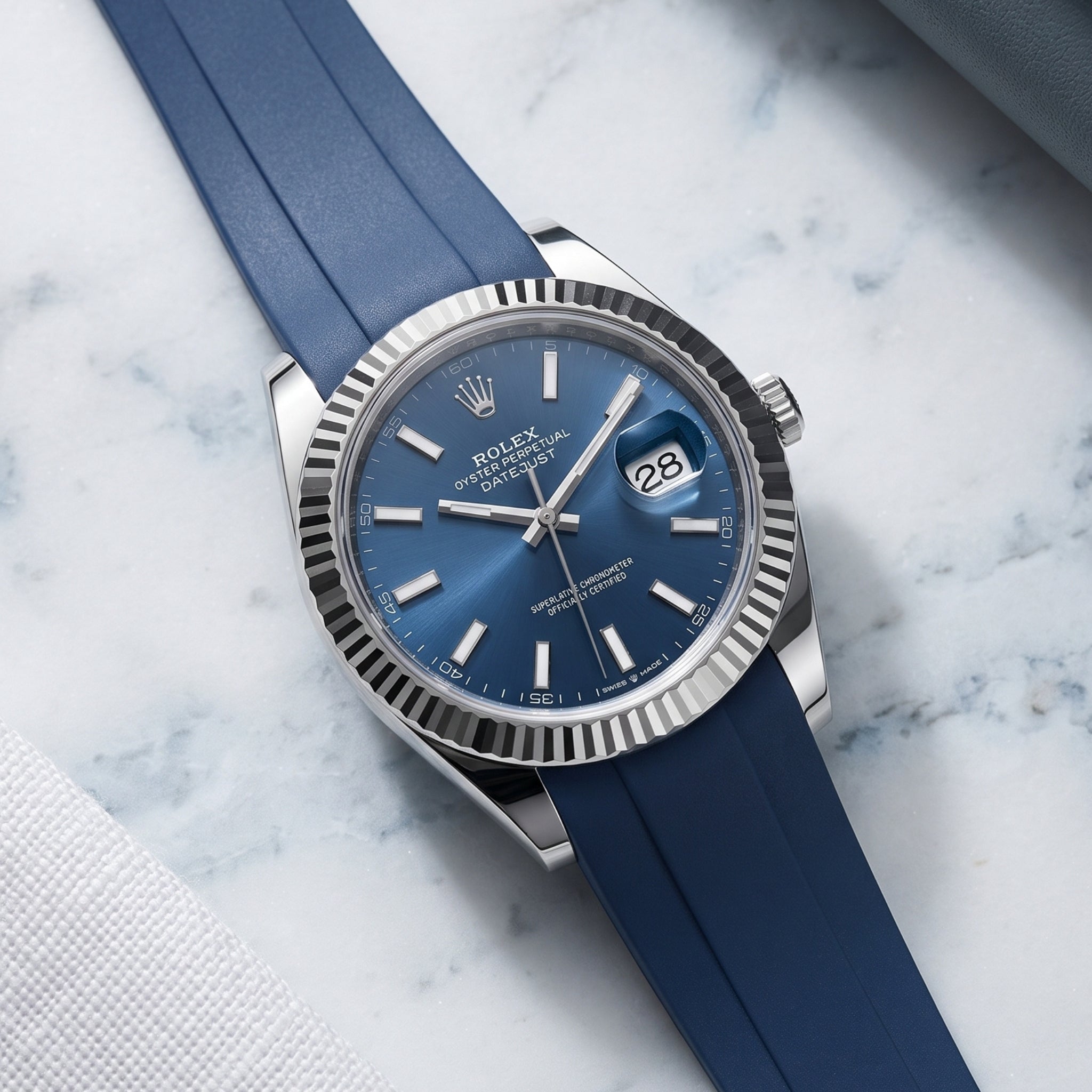 Rubber Strap - For Rolex Datejust 41mm - Navy Blue - Helvetus