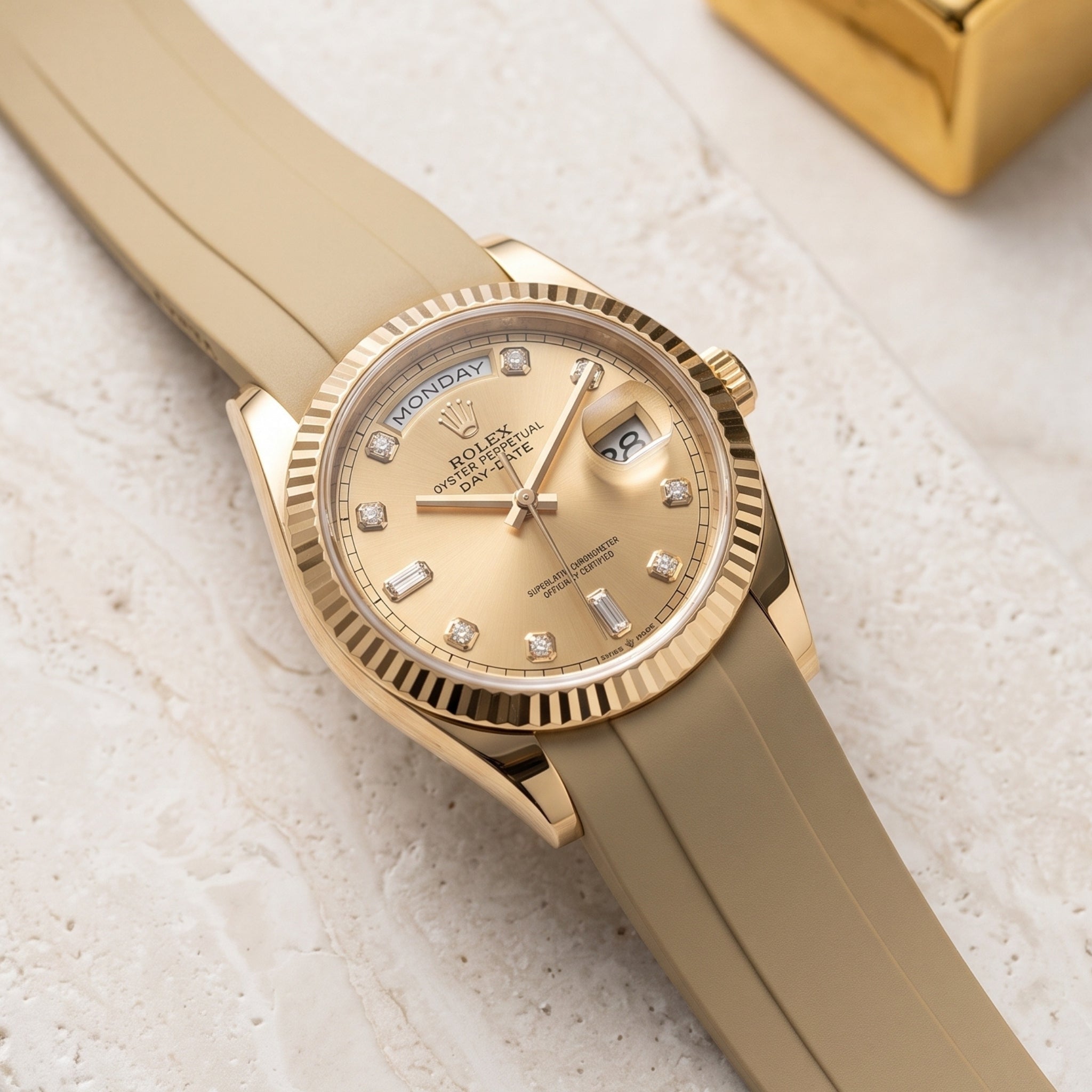 Rubber Strap - For Rolex Day-Date 36mm - Beige - Helvetus